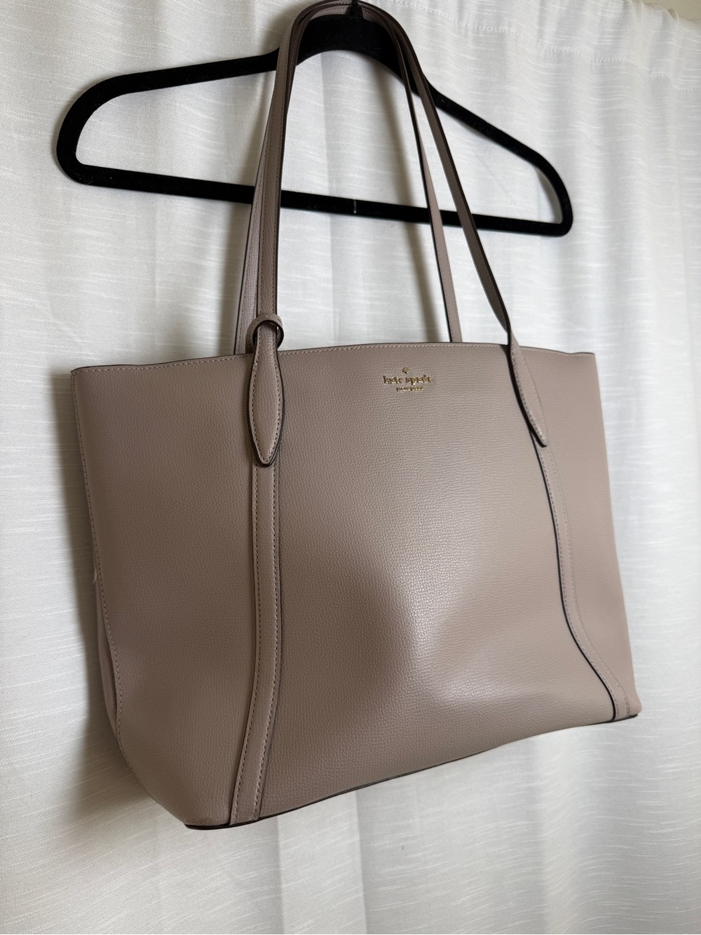 Kate Spade New York Cara Large Tote Gray Pebbled Leather Shoulder Bag - Picture 7 of 17